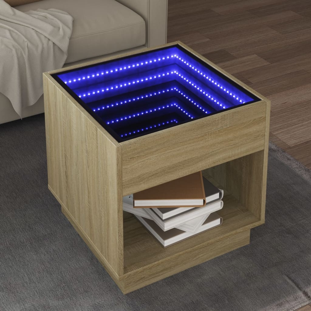VidaXL Salontafel met Infinity LED 50x50x50 cm sonoma eikenkleurig