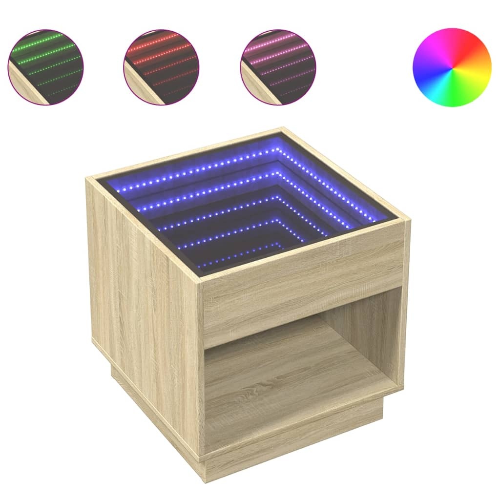 VidaXL Salontafel met Infinity LED 50x50x50 cm sonoma eikenkleurig