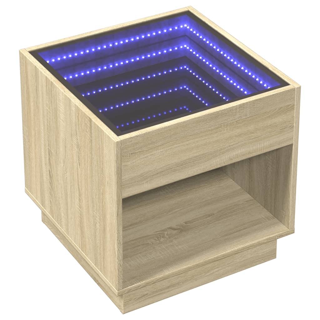 VidaXL Salontafel met Infinity LED 50x50x50 cm sonoma eikenkleurig