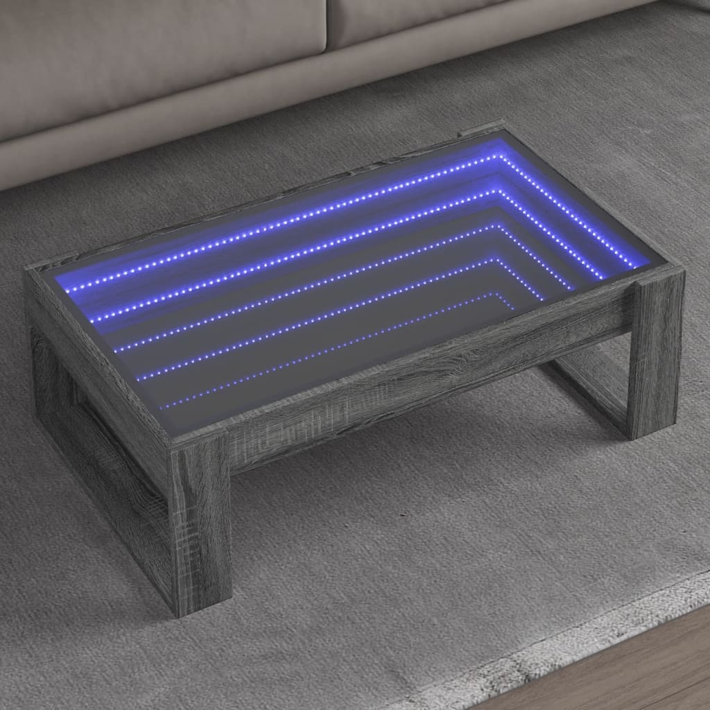 VidaXL Salontafel met Infinity LED 90x53x30 cm grijs sonoma eikenkleur