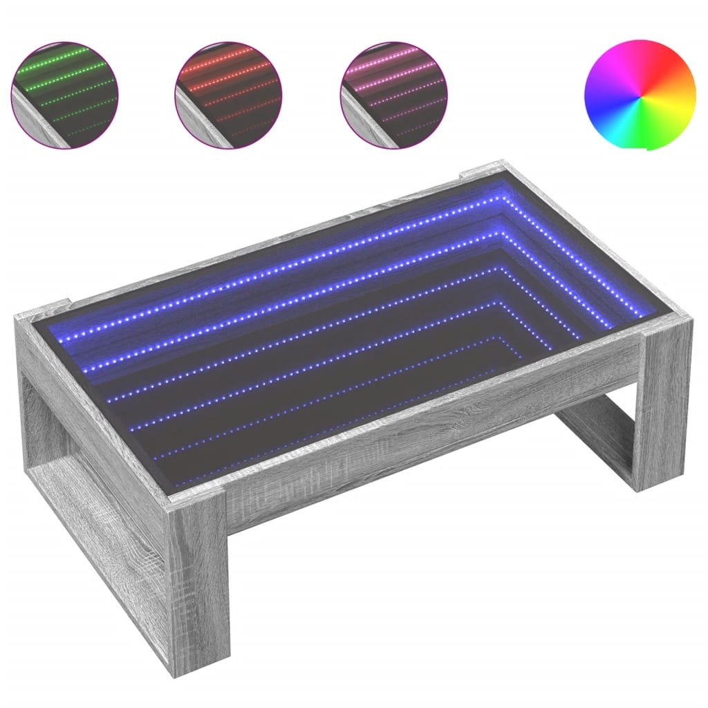 VidaXL Salontafel met Infinity LED 90x53x30 cm grijs sonoma eikenkleur