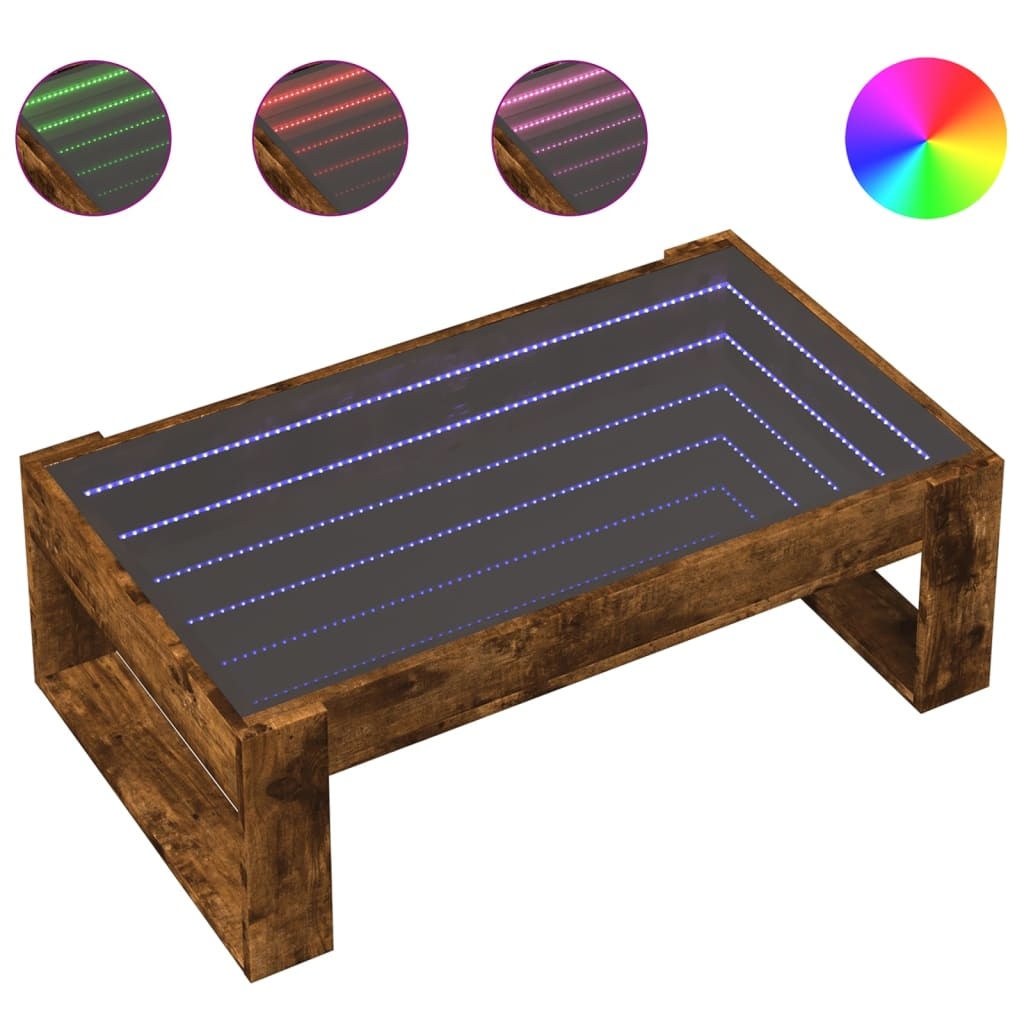 VidaXL Salontafel met Infinity LED 90x53x30 cm gerookt eikenkleurig
