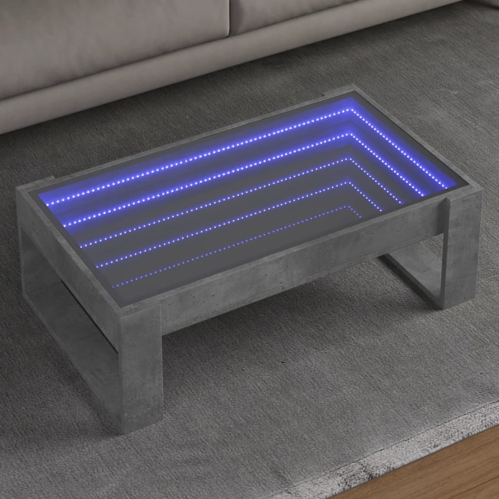 VidaXL Salontafel met Infinity LED 90x53x30 cm betongrijs