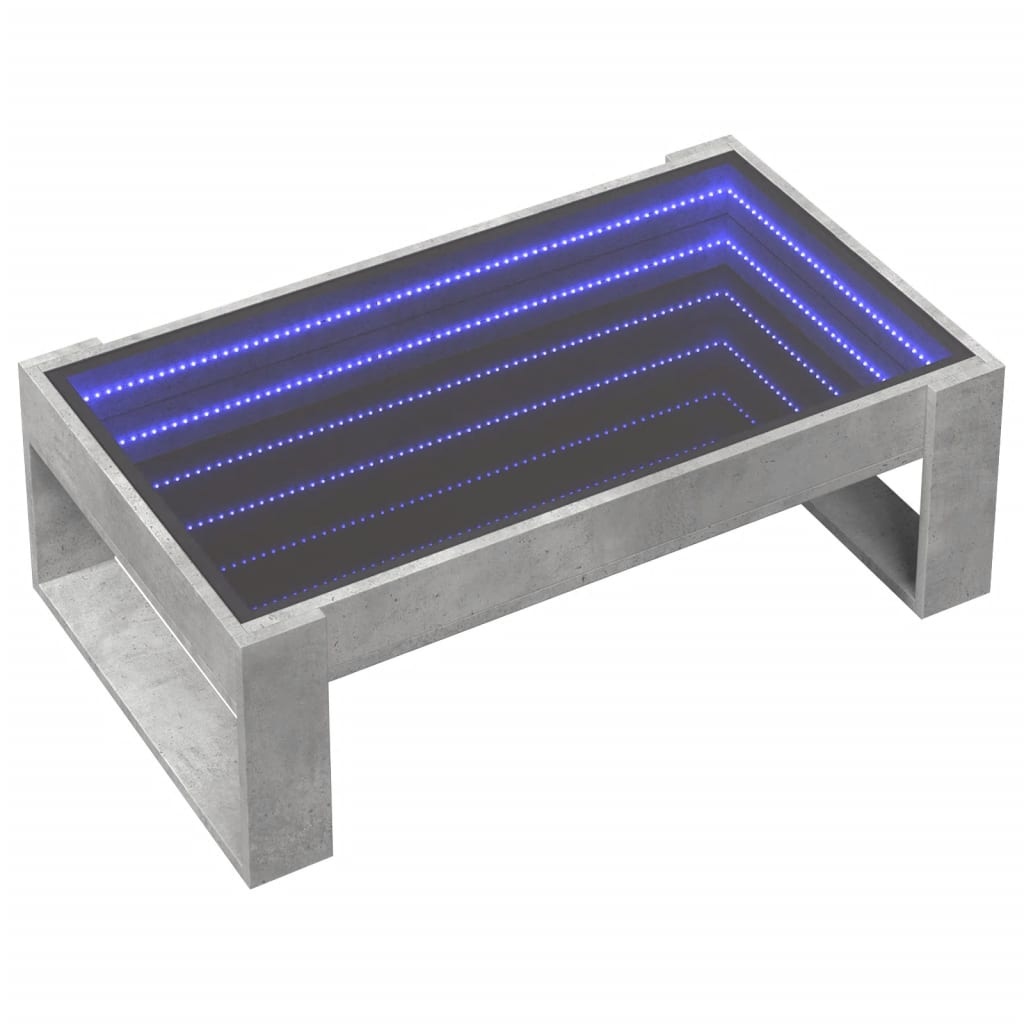 VidaXL Salontafel met Infinity LED 90x53x30 cm betongrijs