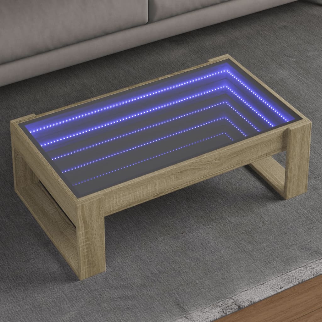 VidaXL Salontafel met Infinity LED 90x53x30 cm sonoma eikenkleurig