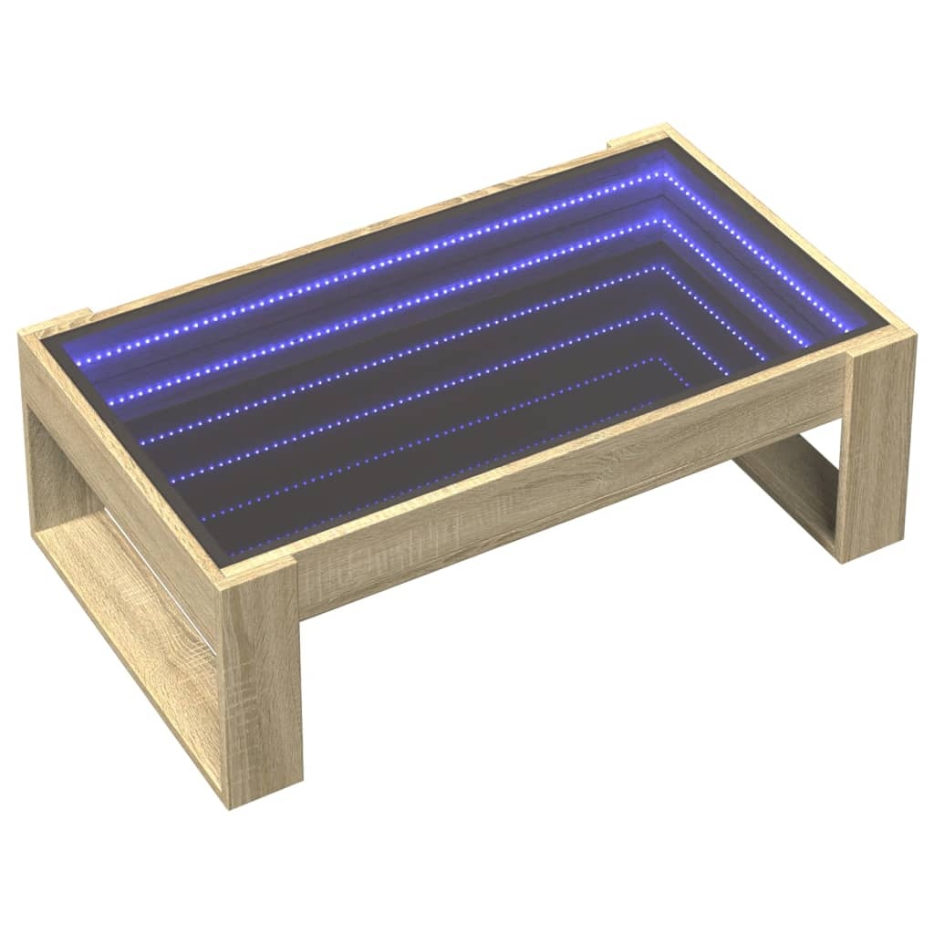 VidaXL Salontafel met Infinity LED 90x53x30 cm sonoma eikenkleurig