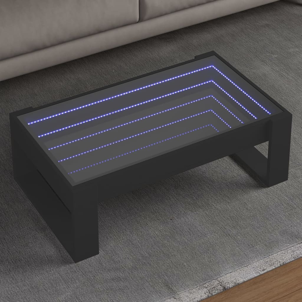 VidaXL Salontafel met Infinity LED 90x53x30 cm zwart