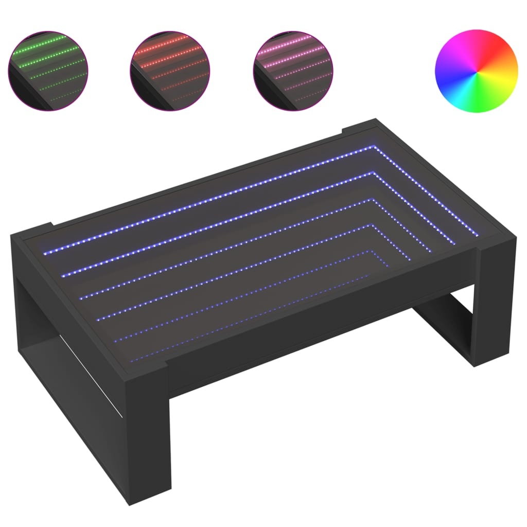 VidaXL Salontafel met Infinity LED 90x53x30 cm zwart