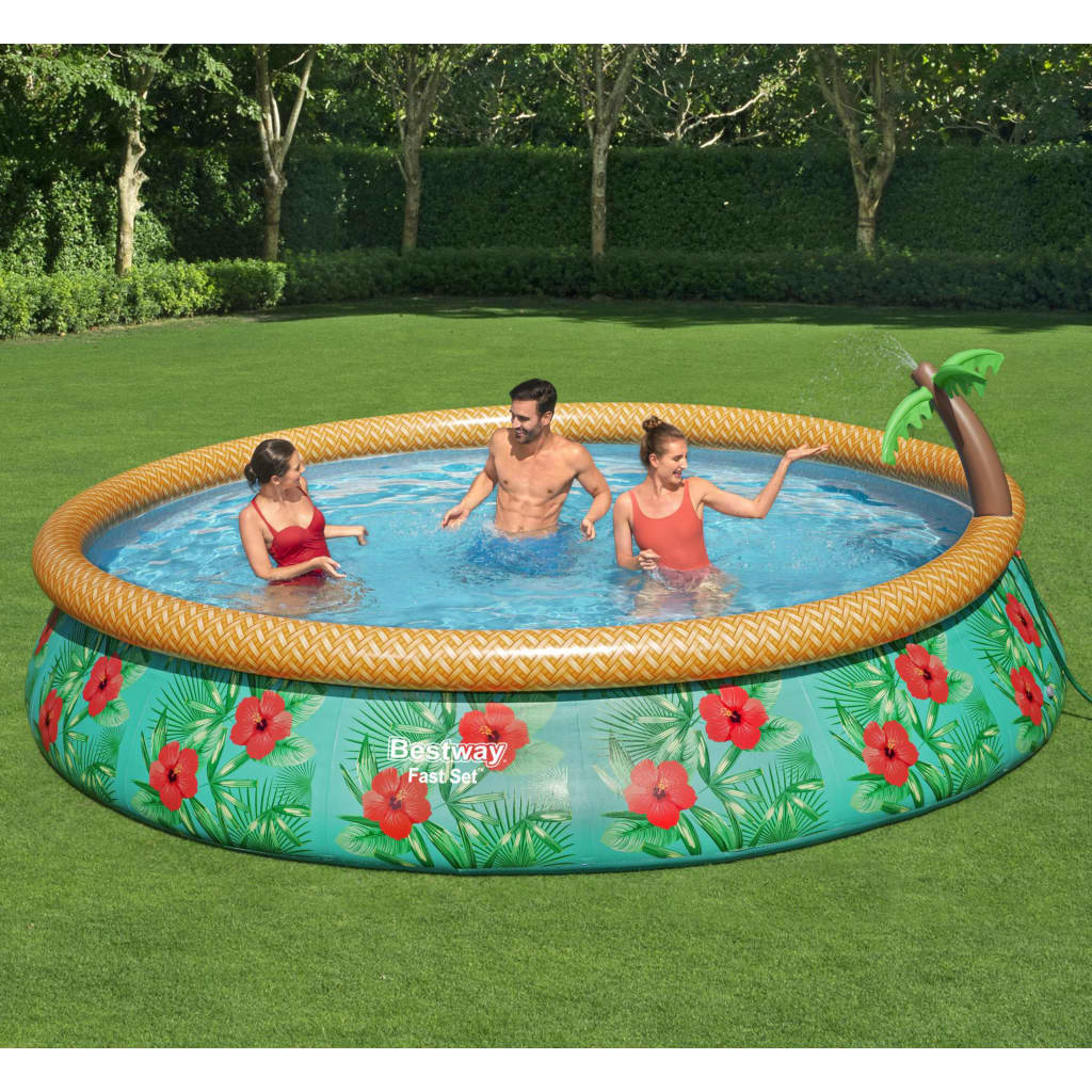 VidaXL Fast Set Zwembadset Paradise Palms opblaasbaar 457x84 cm