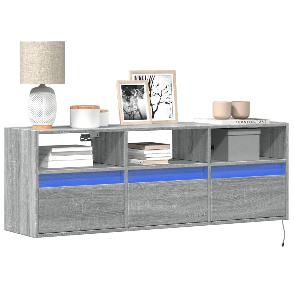 VidaXL Tv-wandmeubel met LED-verlichting 130x31x45 cm grijs sonoma