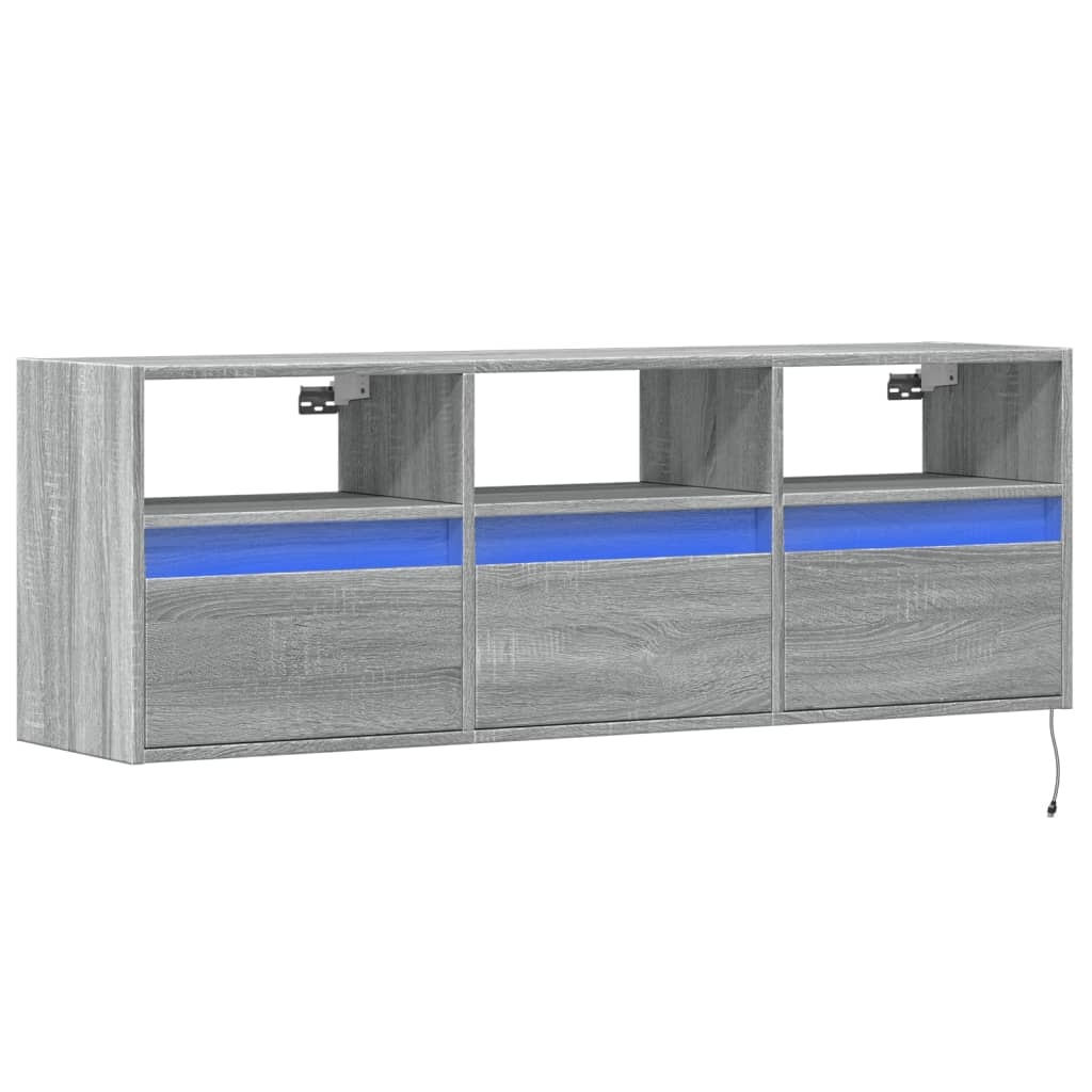 VidaXL Tv-wandmeubel met LED-verlichting 130x31x45 cm grijs sonoma