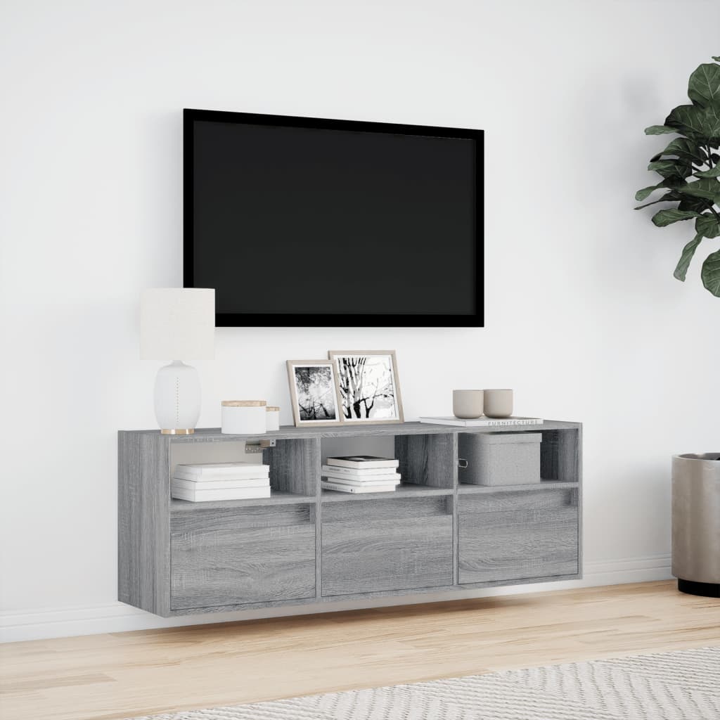 VidaXL Tv-wandmeubel met LED-verlichting 130x31x45 cm grijs sonoma