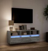 VidaXL Tv-wandmeubel met LED-verlichting 130x31x45 cm grijs sonoma