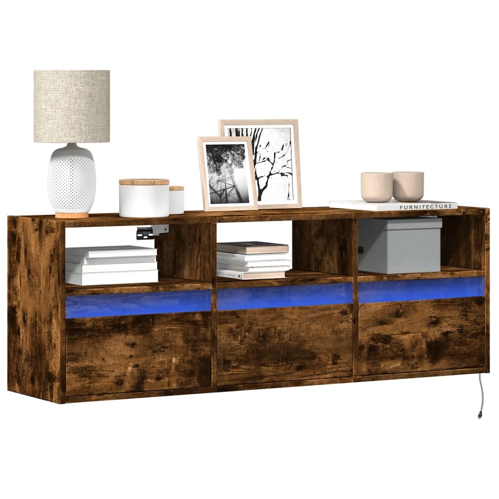 VidaXL Tv-wandmeubel met LED-verlichting 130x31x45 cm gerookt eiken
