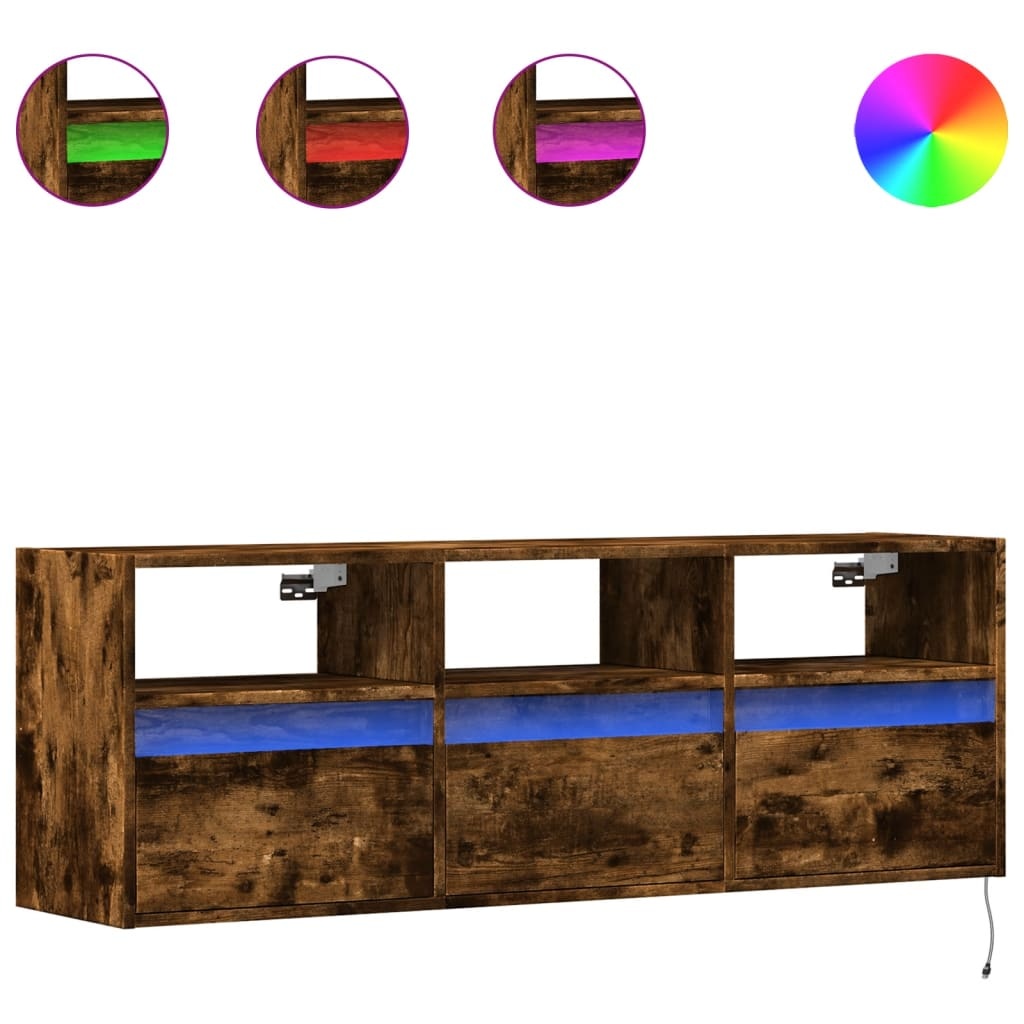 VidaXL Tv-wandmeubel met LED-verlichting 130x31x45 cm gerookt eiken