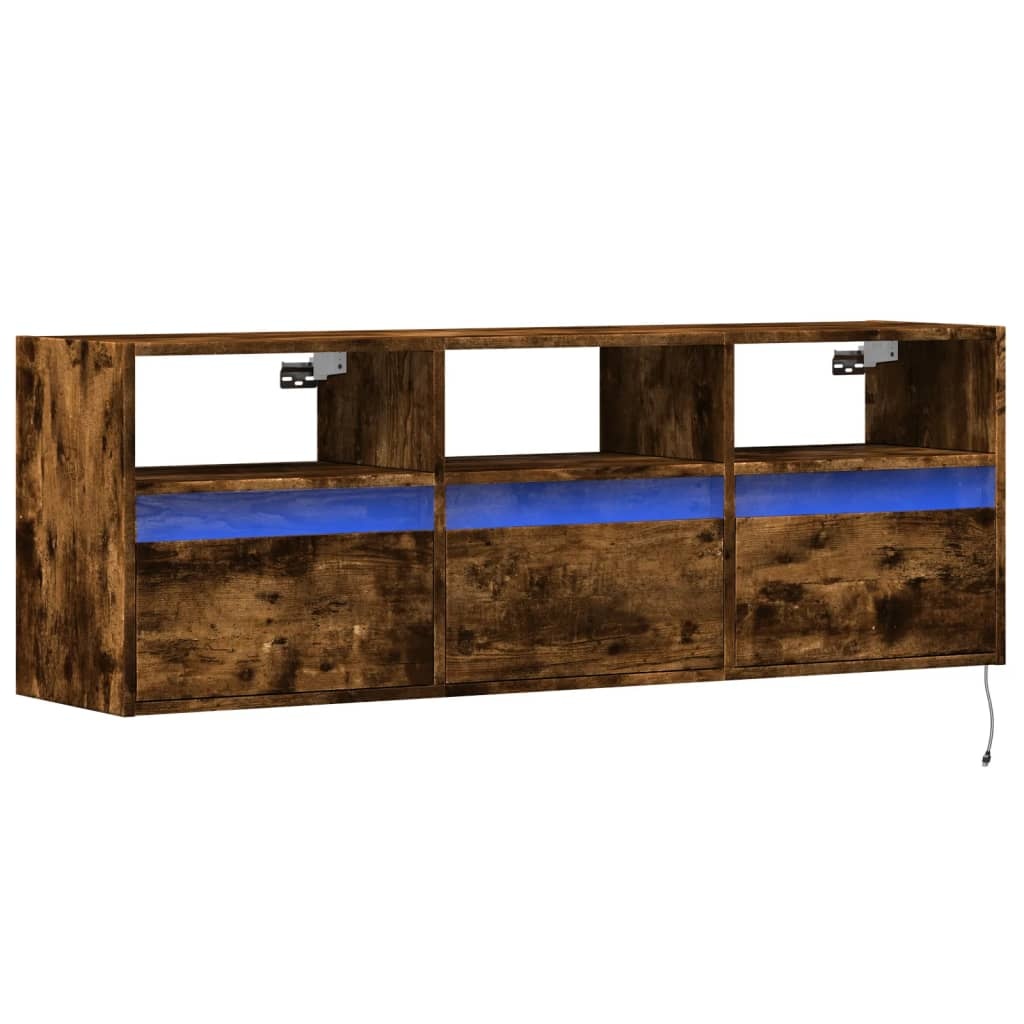 VidaXL Tv-wandmeubel met LED-verlichting 130x31x45 cm gerookt eiken