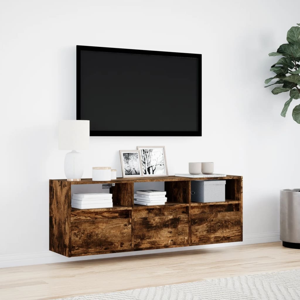 VidaXL Tv-wandmeubel met LED-verlichting 130x31x45 cm gerookt eiken