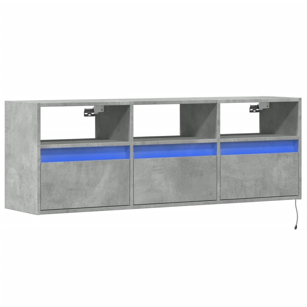 VidaXL Tv-wandmeubel met LED-verlichting 130x31x45 cm betongrijs