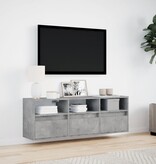 VidaXL Tv-wandmeubel met LED-verlichting 130x31x45 cm betongrijs