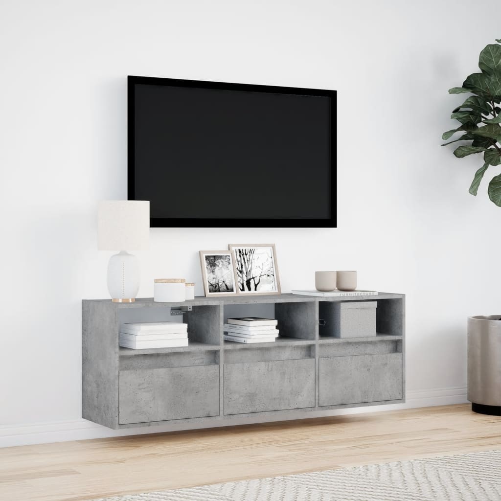 VidaXL Tv-wandmeubel met LED-verlichting 130x31x45 cm betongrijs
