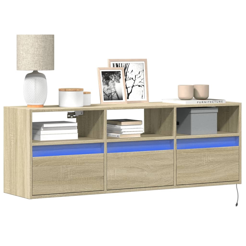 VidaXL Tv-wandmeubel met LED-verlichting 130x31x45 cm sonoma eiken