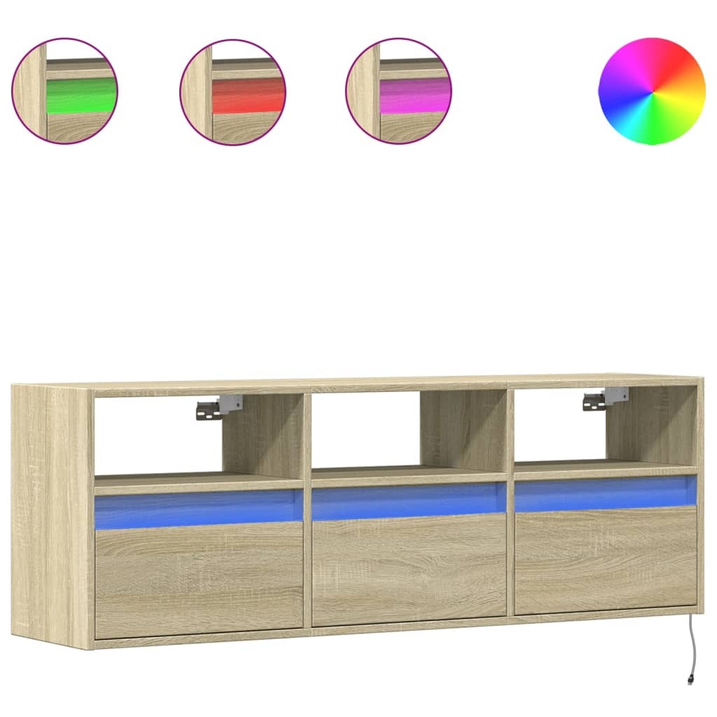 VidaXL Tv-wandmeubel met LED-verlichting 130x31x45 cm sonoma eiken