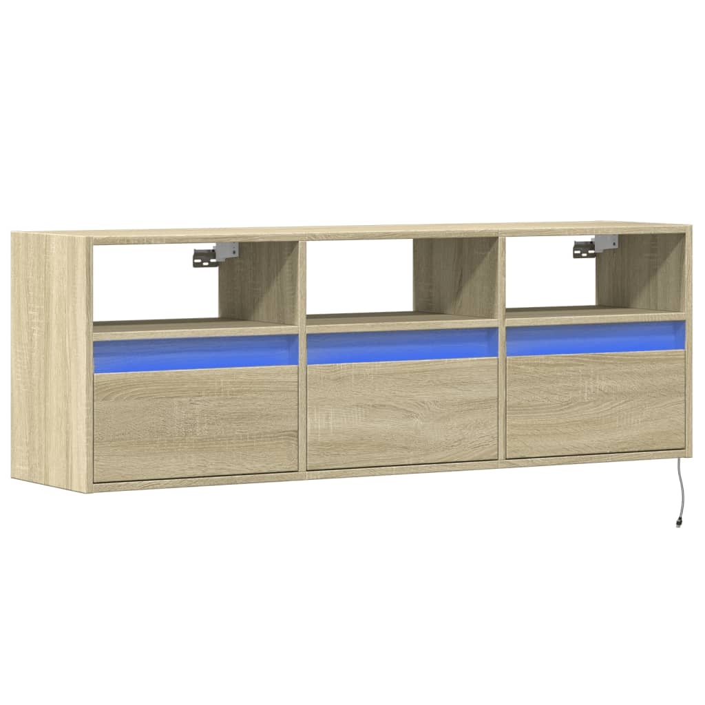 VidaXL Tv-wandmeubel met LED-verlichting 130x31x45 cm sonoma eiken
