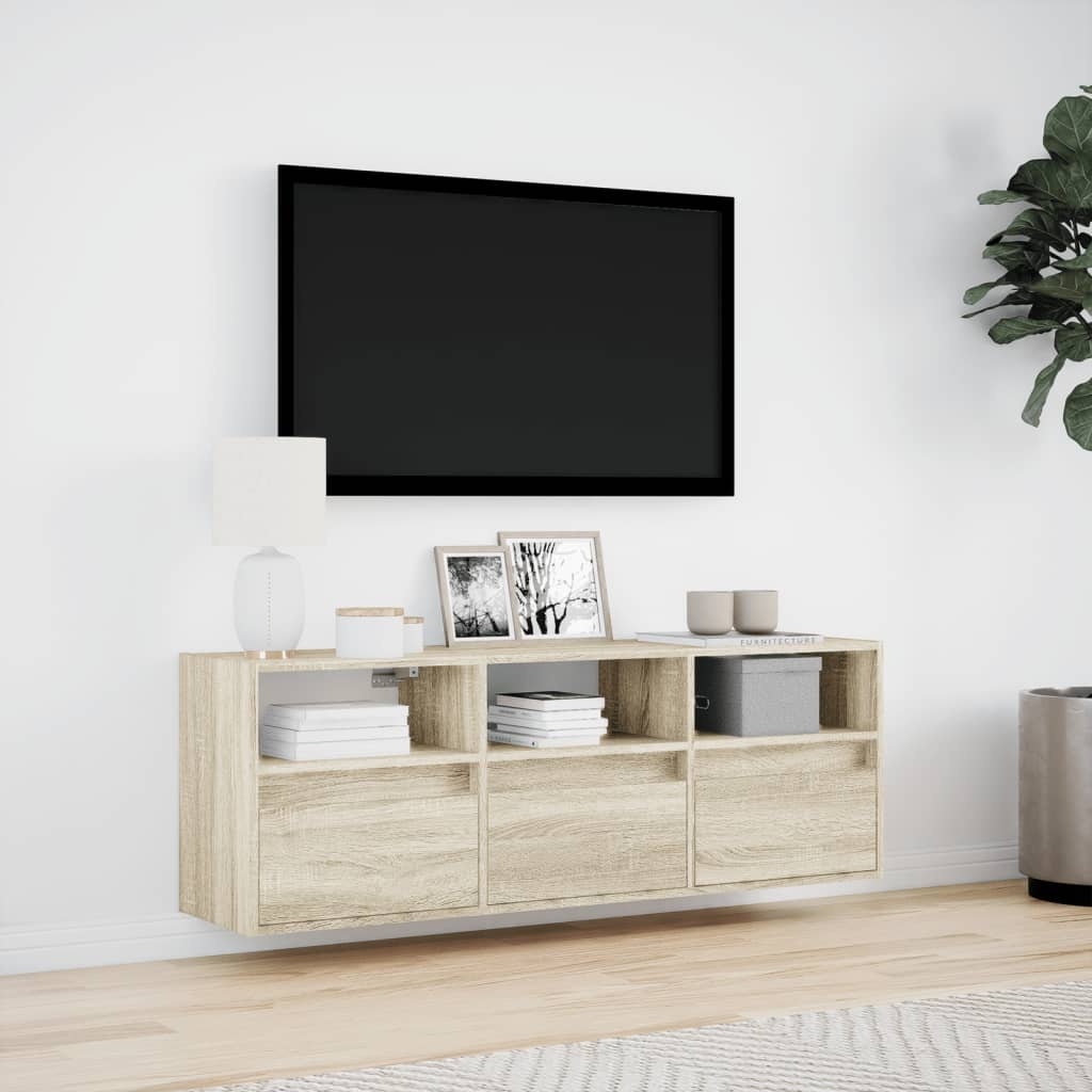 VidaXL Tv-wandmeubel met LED-verlichting 130x31x45 cm sonoma eiken