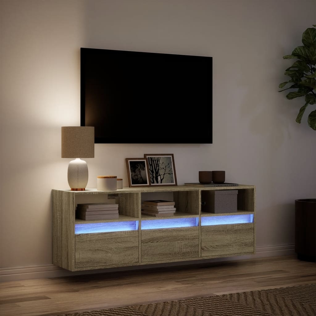 VidaXL Tv-wandmeubel met LED-verlichting 130x31x45 cm sonoma eiken