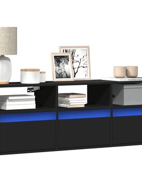 VidaXL Tv-wandmeubel met LED-verlichting 130x31x45 cm zwart
