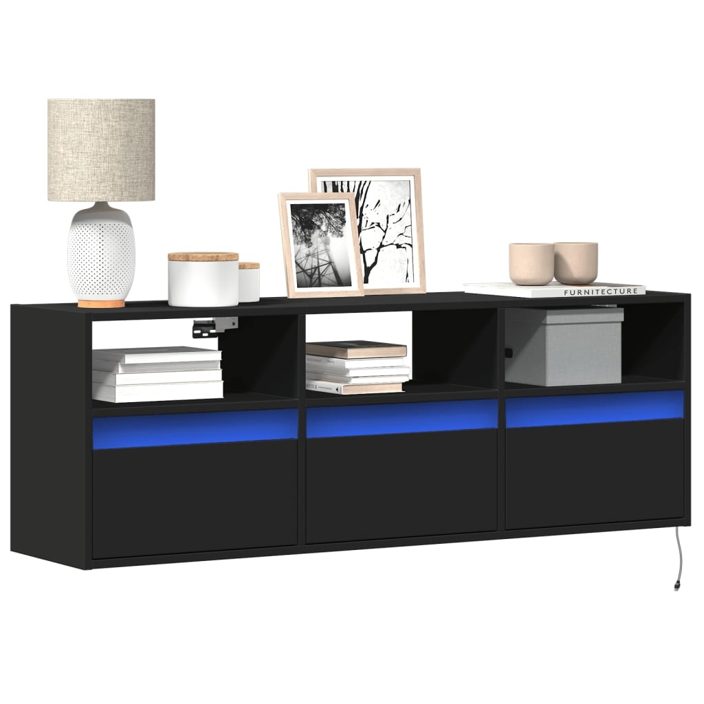 VidaXL Tv-wandmeubel met LED-verlichting 130x31x45 cm zwart