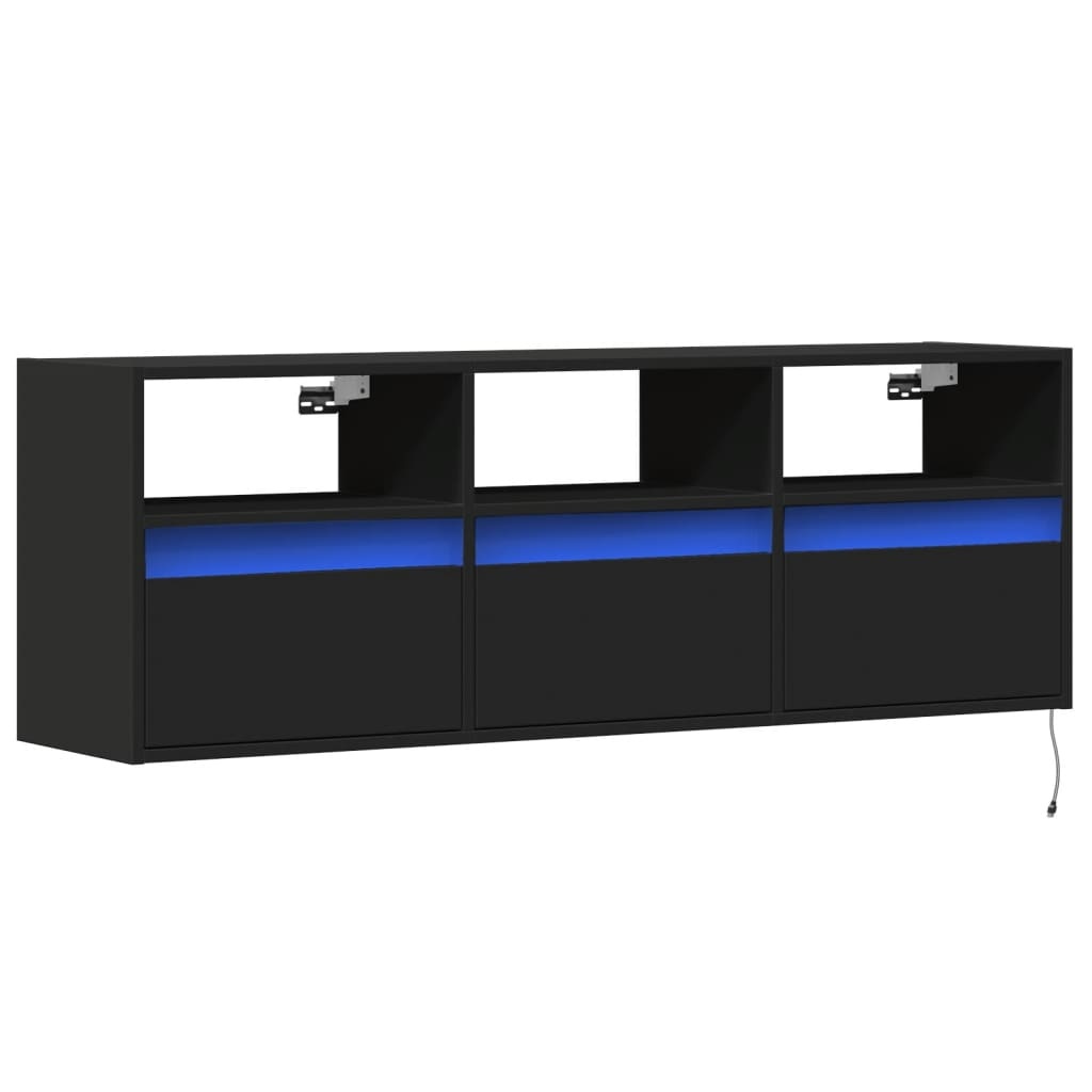 VidaXL Tv-wandmeubel met LED-verlichting 130x31x45 cm zwart
