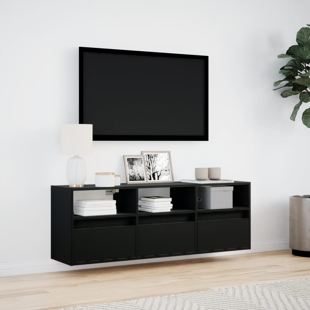 VidaXL Tv-wandmeubel met LED-verlichting 130x31x45 cm zwart