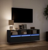 VidaXL Tv-wandmeubel met LED-verlichting 130x31x45 cm zwart