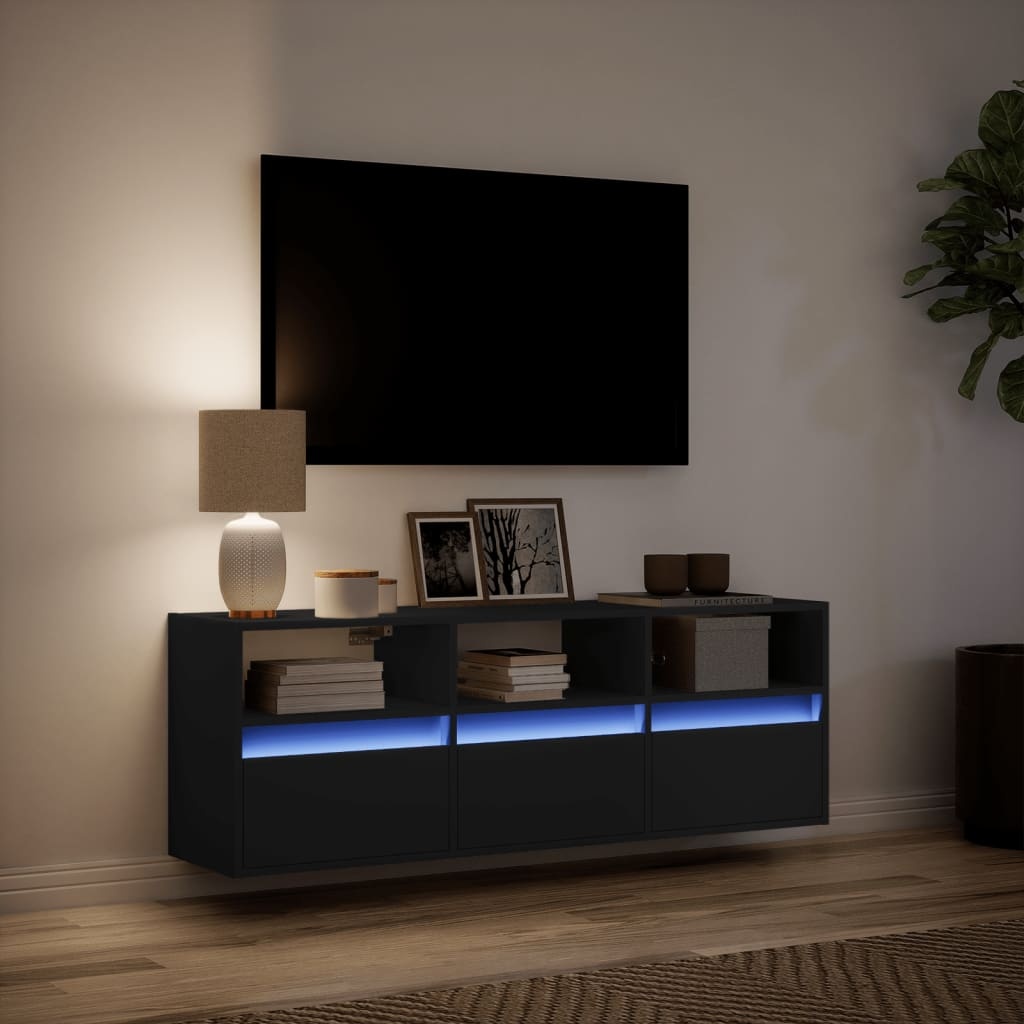 VidaXL Tv-wandmeubel met LED-verlichting 130x31x45 cm zwart