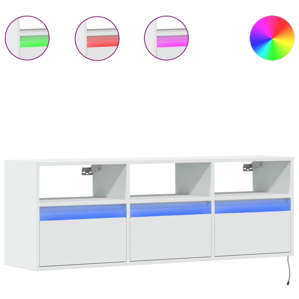 VidaXL Tv-wandmeubel met LED-verlichting 130x31x45 cm wit