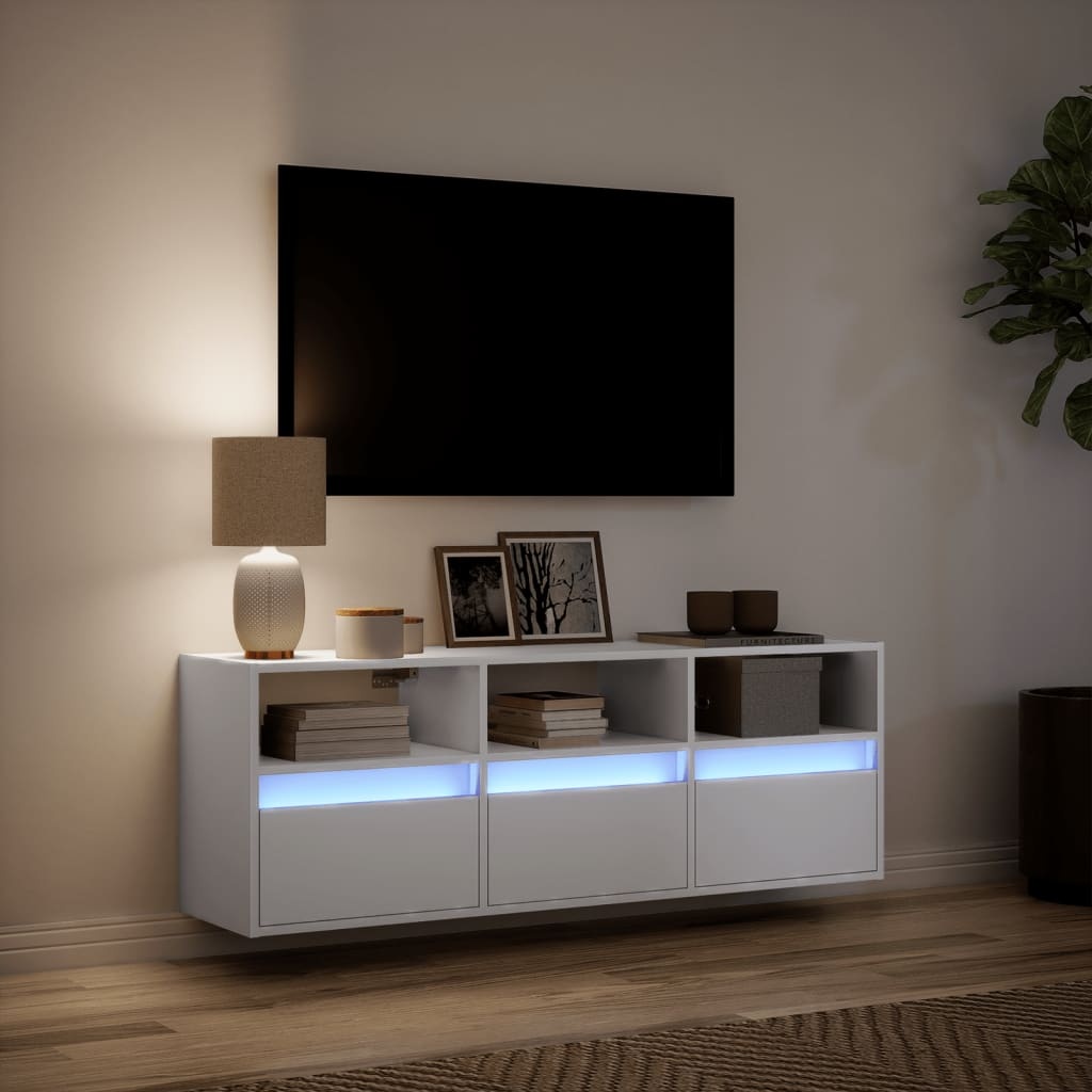 VidaXL Tv-wandmeubel met LED-verlichting 130x31x45 cm wit