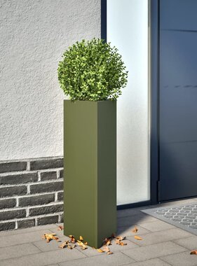 VidaXL Plantenbakken 2 st driehoek 30x26x75 cm staal olijfgroen