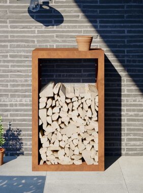 VidaXL Haardhoutrek 60x40x100 cm cortenstaal