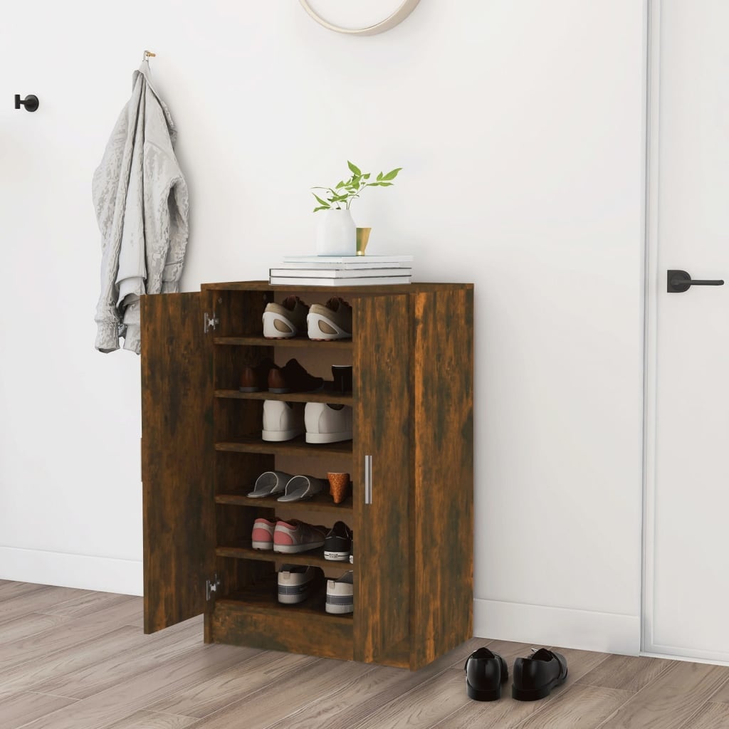VidaXL Schoenenkast 60x35x92 cm bewerkt hout gerookt eikenkleurig
