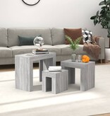 VidaXL 3-delige Tafeltjesset bewerkt hout grijs sonoma