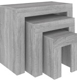 VidaXL 3-delige Tafeltjesset bewerkt hout grijs sonoma