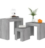 VidaXL 3-delige Tafeltjesset bewerkt hout grijs sonoma