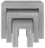 VidaXL 3-delige Tafeltjesset bewerkt hout grijs sonoma