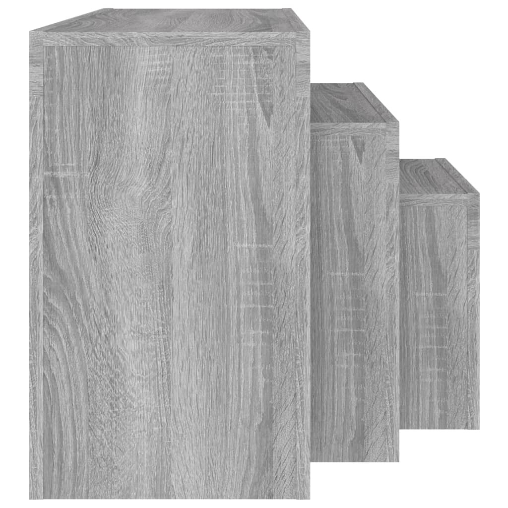 VidaXL 3-delige Tafeltjesset bewerkt hout grijs sonoma