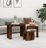 VidaXL 3-delige Tafeltjesset bewerkt hout gerookt eikenkleurig