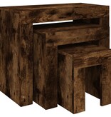 VidaXL 3-delige Tafeltjesset bewerkt hout gerookt eikenkleurig