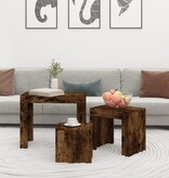 VidaXL 3-delige Tafeltjesset bewerkt hout gerookt eikenkleurig