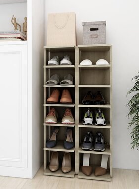 VidaXL Schoenenkasten 2 st 27,5x27x102 cm sonoma eikenkleurig