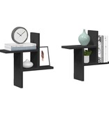 VidaXL Wandschappen 2 st 38x12x38 cm bewerkt hout zwart